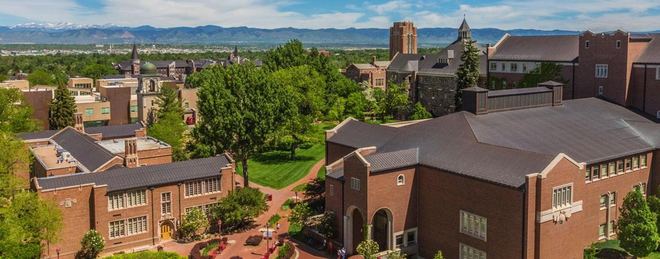 aerial view of DU campus